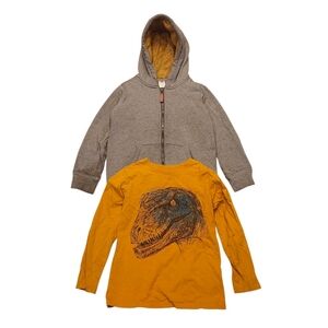 Carter's Lot Of 2 Fleece Sherpa Jacket And Dinosaur Long Sleeve Graphic Top